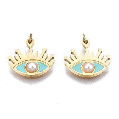 316 Surgical Stainless Steel Enamel Charms STAS-S116-382B-G-1