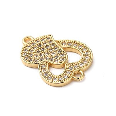 Rack Plating Brass Micro Pave Cubic Zirconia Connector Charms KK-O142-26G-1