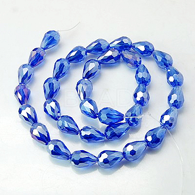Electroplate Glass Beads Strands EGLA-D015-12x8mm-12-1