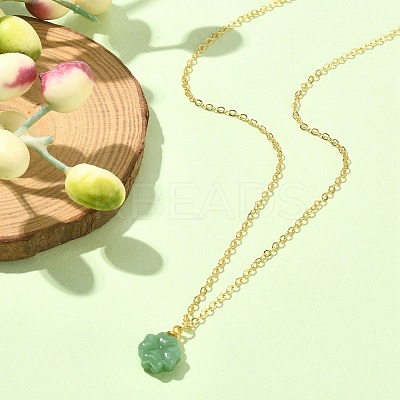 Clover Glass Pendant Necklace with Cable Chains NJEW-TA00087-1