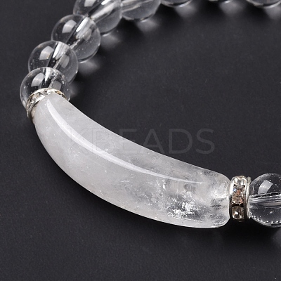 Natural Quartz Crystal Beads Charm Bracelets BJEW-K164-B01-1