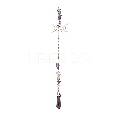 Natural Amethyst Pointed Dowsing Pendulums PALLOY-JF02009-03-1