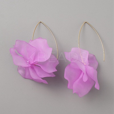 Acrylic Flower Dangle Earrings EJEW-WH0009-30C-1