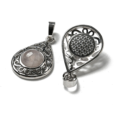 Natural Rose Quartz Pendants G-Q158-05P-19-1