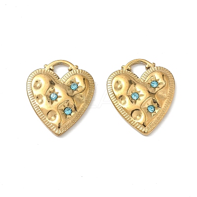 304 Stainless Steel Rhinestone Pendants STAS-L308-11G-1