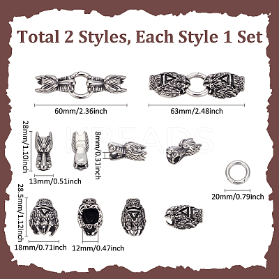 2 Sets 2 Styles Tibetan Style 304 Stainless Steel Spring Gate Rings FIND-PH0025-51B-1