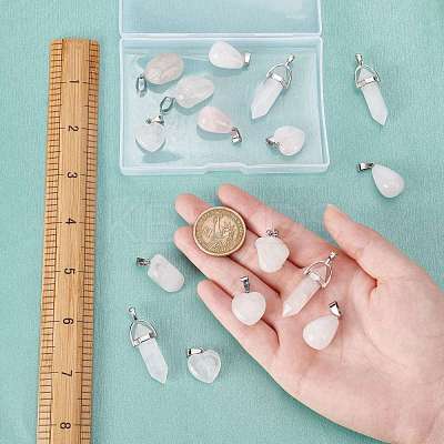 16Pcs 4 Style Natural Rose Quartz Pendants G-SC0001-75-1