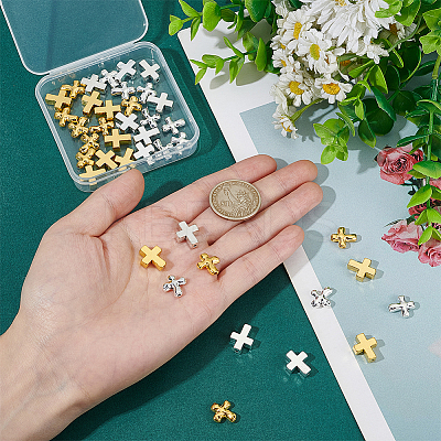 40Pcs 4 Styles Alloy Beads FIND-ME0001-19-1