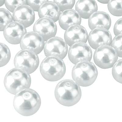 1 Box 10mm White Tiny Satin Luster Glass Pearl Beads Round Loose Beads for Jewelry Making HY-PH0001-10mm-001-1