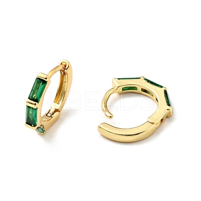 Cubic Zirconia Rectangle Hoop Earrings EJEW-C028-24G-1