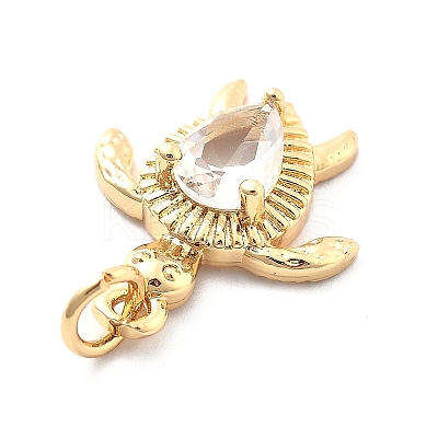 Rack Plating Brass with Cubic Zirconia Pendants KK-Q017-01B-G-1