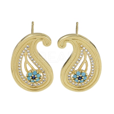 Rack Plating Brass With Cubic Zirconia Stud Earrings EJEW-U006-01G-1