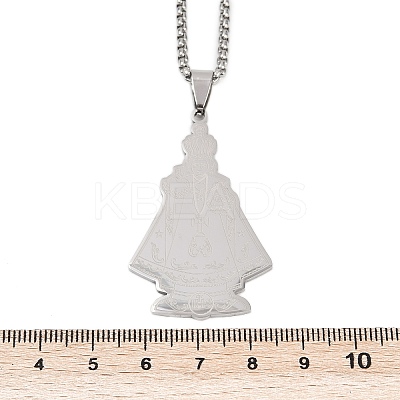 201 Stainless Steel Saint Benedict Medal Pendant Necklaces LS-NJEW-K283-37P-1