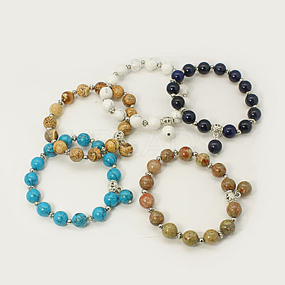 Fashion Gemstone Beaded Bracelets BJEW-JB00858-1