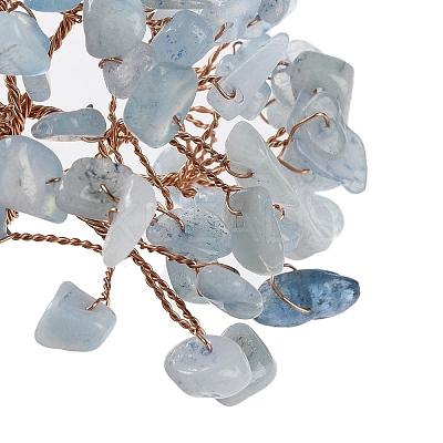 Natural Aquamarine Chips Tree Decorations DJEW-M012-02B-1