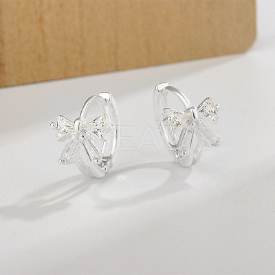 Bowknot Brass Cubic Zirconia Hoop Earrings FS-WGFE704-01-1