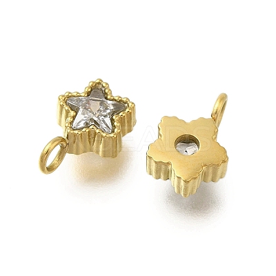304 Stainless Steel Micro Pave Cubic Zirconia Charms STAS-U027-02G-01-1