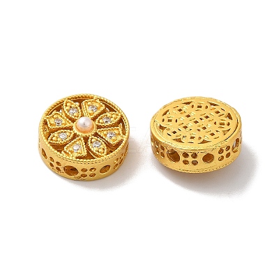 Rack Plating Hollow Brass Cubic Zirconia Beads KK-K381-21D-MG-1