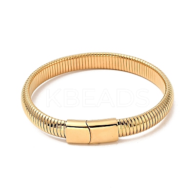 Ion Plating(IP) 304 Stainless Steel Stretch Flat Snake Chain Bracelet with Magnetic Clasp for Men Women BJEW-E009-12G-02-1
