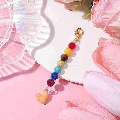 Alloy Enamel Heart Pendant Decorations HJEW-JM01507-01-1