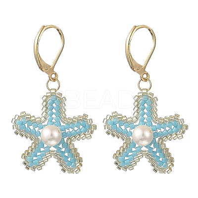 Brass Seed Glass Beads Leverback Earrings EJEW-MZ00759-02-1
