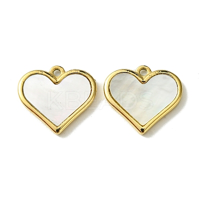 Ion Plating(IP) 304 Stainless Steel Pave Shell Heart Charms FIND-Z028-22G-1