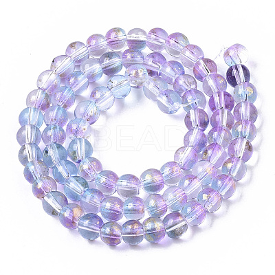 Transparent Spray Painted Glass Bead Strands X-GLAA-N035-03B-B05-1