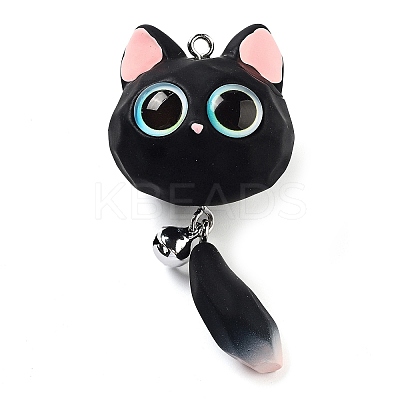 Opaque Resin Kitten Bell Big Pendants LS-RESI-A032-01P-02-1