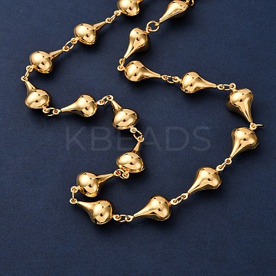 304 Stainless Steel Teardrop Link Chain Necklaces for Women NJEW-G178-06G-1