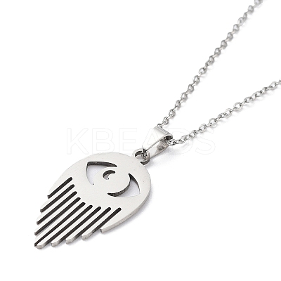 Non-Tarnish 201 Stainless Steel Eye Pendant Necklace with Cable Chains NJEW-Q317-01P-1