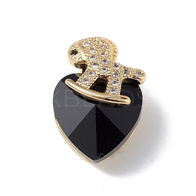 Real 18K Gold Plated Rack Plating Brass Micro Pave Clear Cubic Zirconia Pendants KK-C015-09G-17-1
