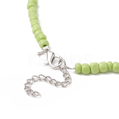 Plastic Pearl & Glass Seed Beaded Necklace for Women NJEW-JN04244-1