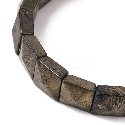Natural Pyrite Beads Stretch Bracelets for Women Men BJEW-C097-06-05-1