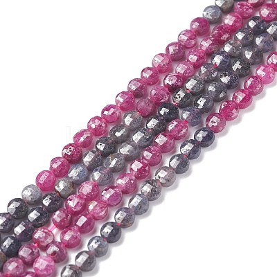 Natural Red Corundum/Ruby and Sapphire Beads Strands G-R460-017-1