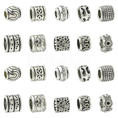 100Pcs 10 Styles Tibetan Style Alloy European Beads FIND-CJ0003-73-1