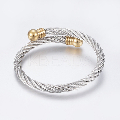 304 Stainless Steel Torque Bangles BJEW-G584-18-1