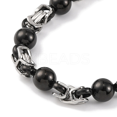 201 Stainless Steel Round Ball Links Chain Necklace NJEW-F222-38EBP-06-1