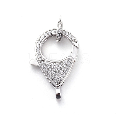 Brass Micro Pave Cubic Zirconia Lobster Claw Clasps ZIRC-K081-95P-02-1