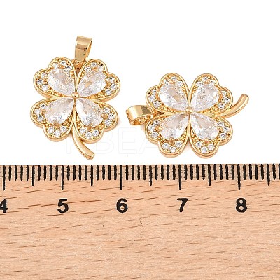 Brass Micro Pave Clear Cubic Zirconia Pendants KK-G552-06G-1
