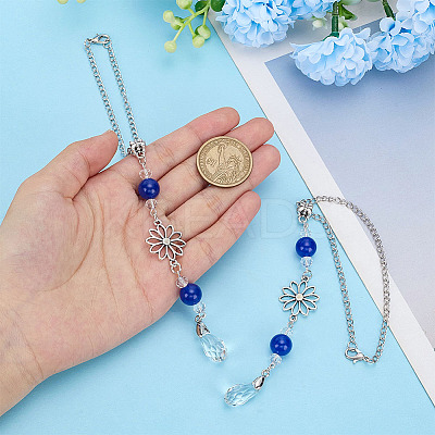 2Pcs Alloy Flower Pendant Decorations HJEW-ME0001-07B-1