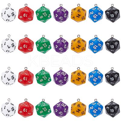 28Pcs 7Colors Opaque Acrylic Pendants MACR-SC0002-17-1