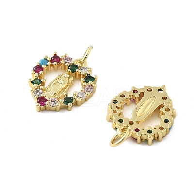 Brass Micro Pave Cubic Zirconia Pendants KK-C092-24L-G-1