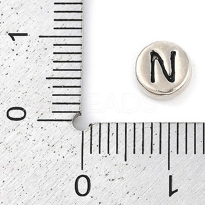 925 Sterling Silver Flat Round with Letter Beads STER-G044-01AS-N-1