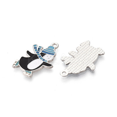 Rack Plating Alloy Enamel Penguin Pendants ENAM-T024-65A-P-1