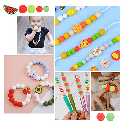 7 Style Food Grade Eco-Friendly Silicone Beads SIL-CA0001-29-1