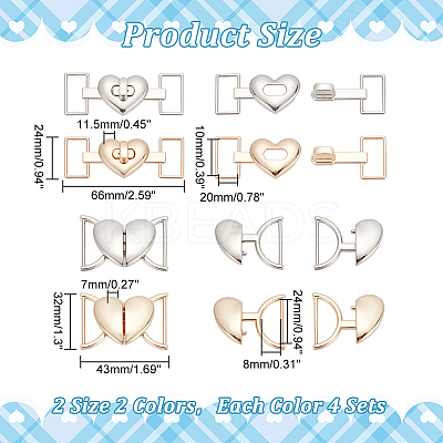 16Pcs 4 Styles Alloy Heart Shaped Buckle FIND-WR0010-54-1