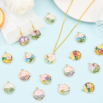 20Pcs 10 Styles Rack Plating Alloy Enamel Pendants ENAM-SC0007-27-1