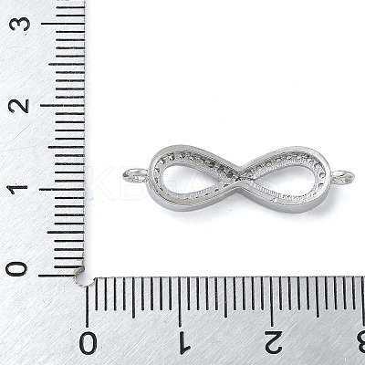 Rack Plating Brass Micro Pave Clear Cubic Zirconia Infinity Connector Charms KK-A234-079P-1
