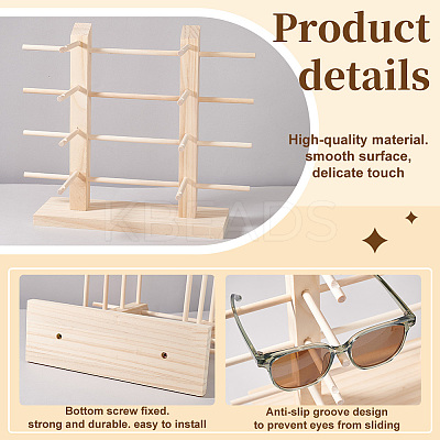 2-Row 8-Slot Wooden Eyeglasses Organizer Display Stands ODIS-WH0070-76-1
