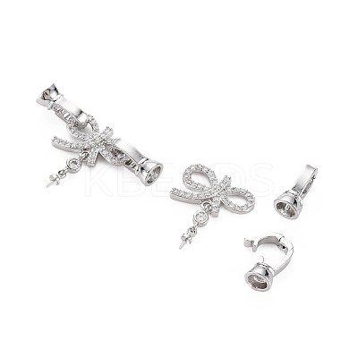 Brass Micro Pave Clear Cubic Zirconia Peg Bails Fold Over Clasps KK-S360-178-1